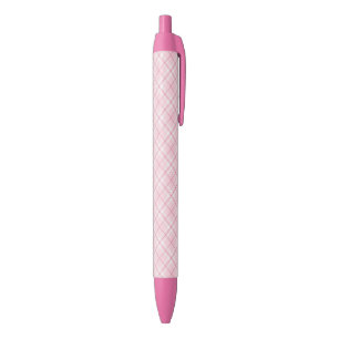 Light Pink Plaid Black Ink Pen