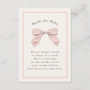 Light Pink Plaid Bow Elegant Baby Shower Enclosure Card