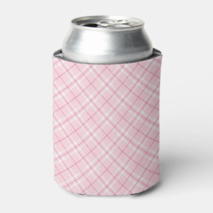 Light Pink Plaid Can Cooler