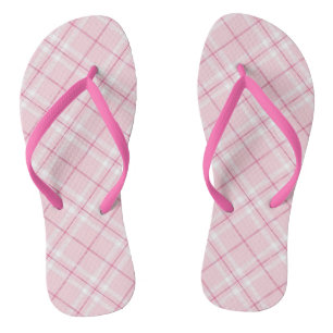 Light Pink Plaid Flip Flops
