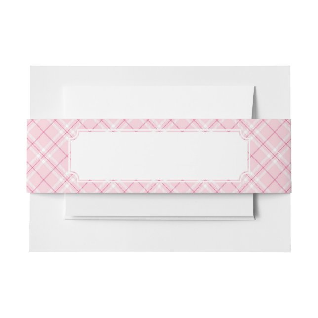 Light Pink Plaid Invitation Belly Band (Front Example)