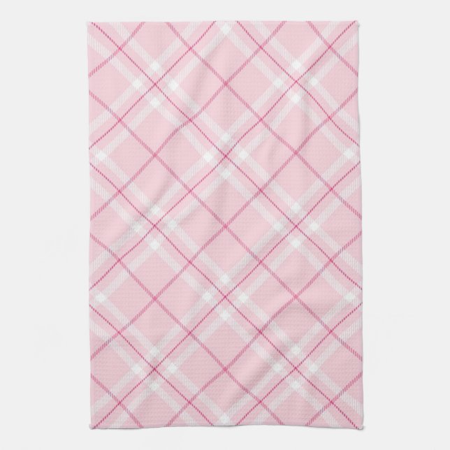 Light Pink Plaid Kitchen Towel (Vertical)