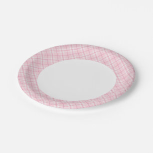 Light Pink Plaid Paper Plate