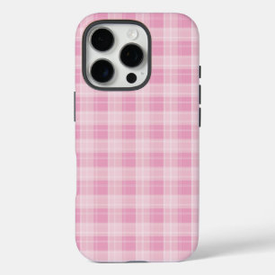 Light Pink Plaid Pattern iPhone 16 Pro Case