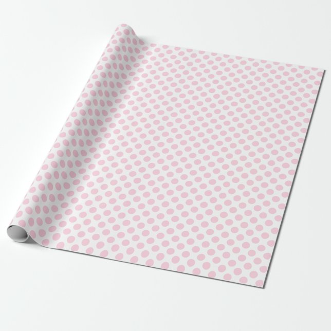 Light Pink Polka Dot on White Wrapping Paper (Unrolled)