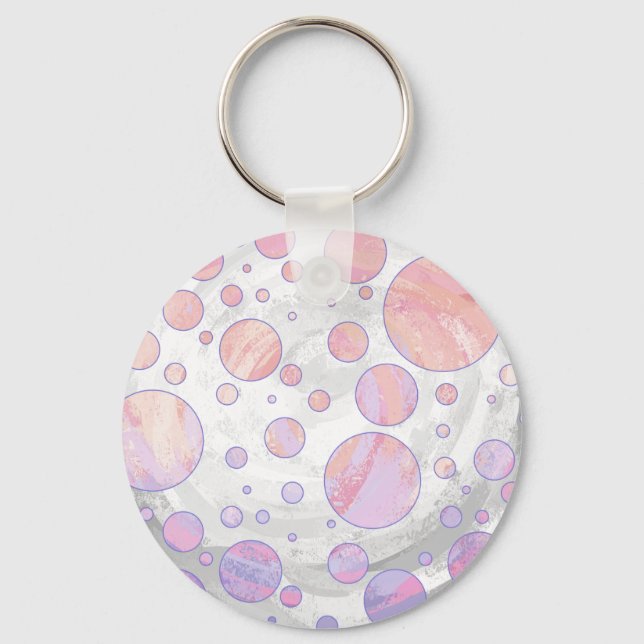 Light Pink Polka Dot Pattern Keychain (Front)
