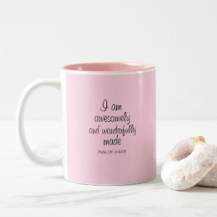 Light Pink Positive Biblical Affirmation Simple Two-Tone Coffee Mug