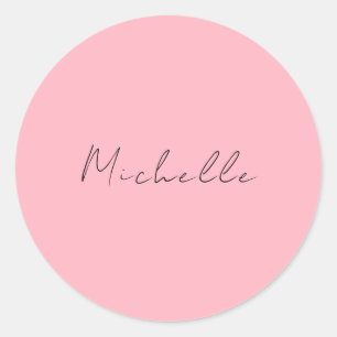 Light Pink Professional Unique Classic Handwriting Classic Round Sticker