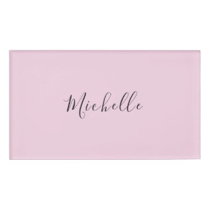 Light Pink Professional Unique Classic Handwriting Name Tag