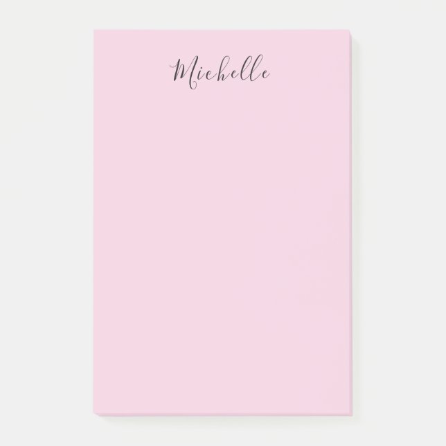 Light Pink Professional Unique Classic Handwriting Post-it Notes (Front)