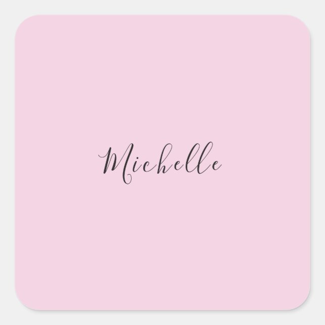 Light Pink Professional Unique Classic Handwriting Square Sticker (Front)