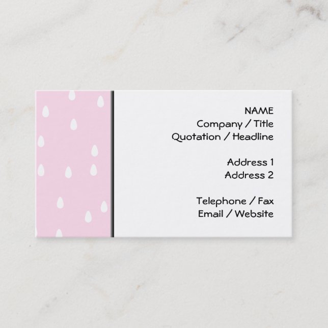 Light pink rain pattern. White and pink. Business Card (Front)