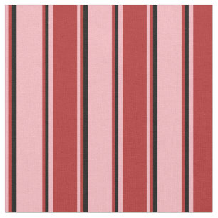Light Pink, Red & Black Coloured Stripes Fabric