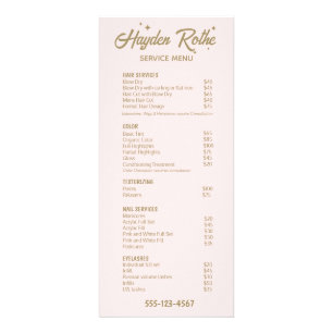 Light Pink Retro Calligraphy and Stars Rack Card