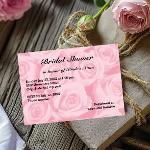 Light Pink Rose Background Bridal Shower Invitation