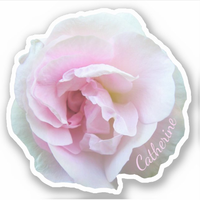 Light Pink Rose Custom Name Sticker (Front)
