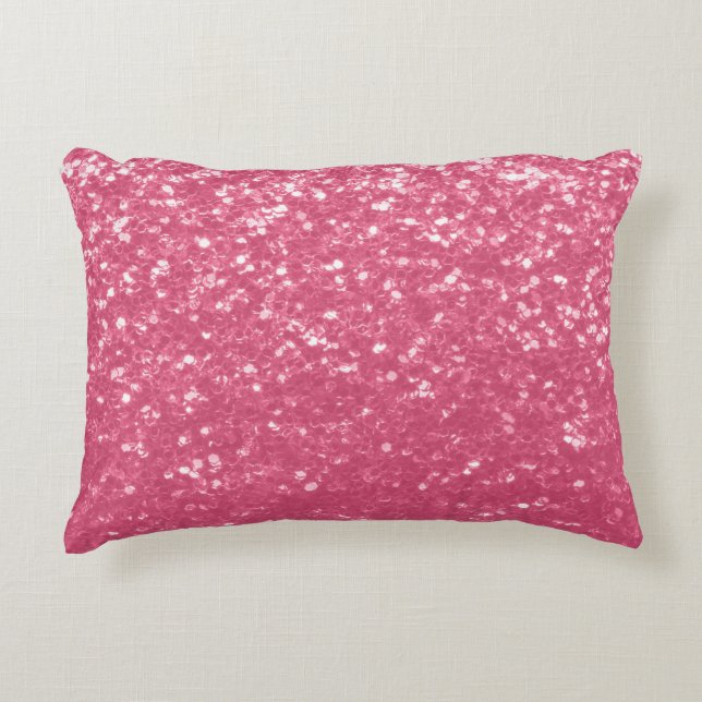 Light pink rose faux sparkles glitter accent pillow (Front)