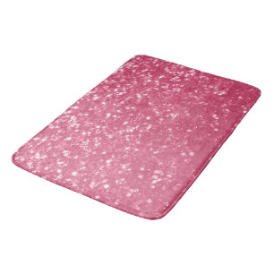 Light pink rose faux sparkles glitter bath mat