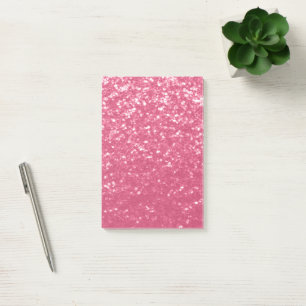 Light pink rose faux sparkles glitter post-it notes