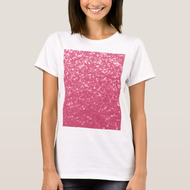Light pink rose faux sparkles glitter T-Shirt (Front)