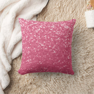Light pink rose faux sparkles glitter throw pillow