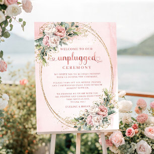Light Pink Rose Gold Romantic Unplugged Ceremony Poster