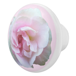Light Pink Rose on Pink Ceramic Knob