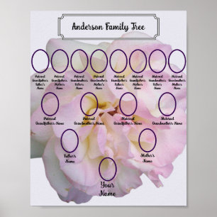 Light Pink Rose Photo with Oval Ancestor Photos Poster