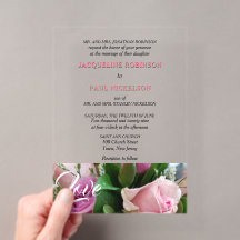 Light Pink Roses Love Bride and Groom Clear