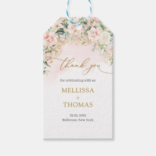 Light pink roses modern calligraphy script wedding gift tags