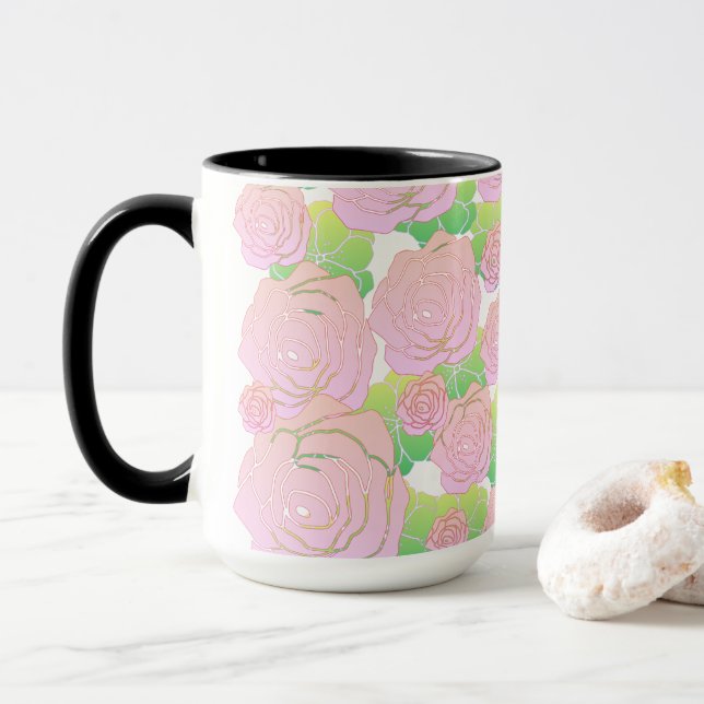 Light Pink Roses Mug (With Donut)