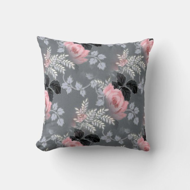 Light Pink Roses Throw Pillow (Front)