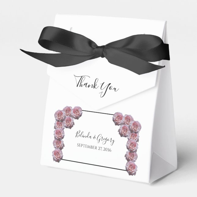 Light Pink Roses Wedding  Favor Box (Front Side)