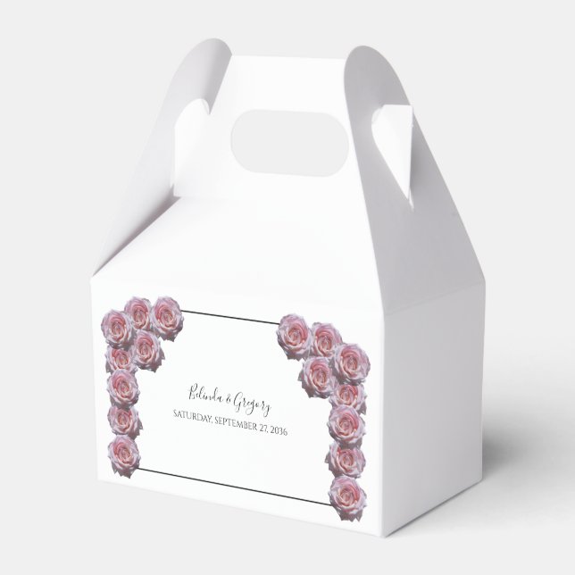 Light Pink Roses Wedding Favor Box (Front Side)