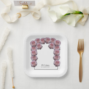 Light Pink Roses Wedding Paper Plate