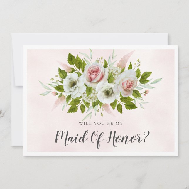 Light Pink Roses Will You Be My Maid Of Honour Car (Front)