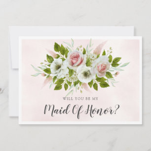 Light Pink Roses Will You Be My Maid Of Honour Car
