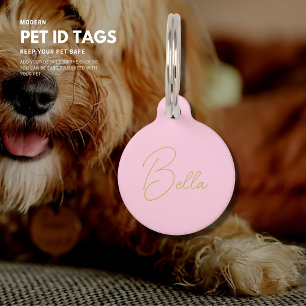 Light Pink Round Pet Tag with Script Name