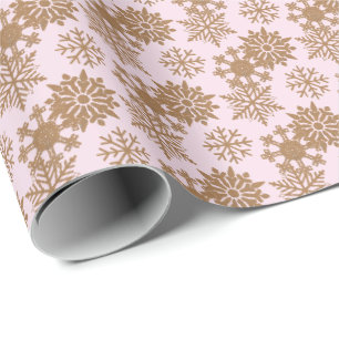 Light Pink   Rustic Snowflake Wrapping Paper