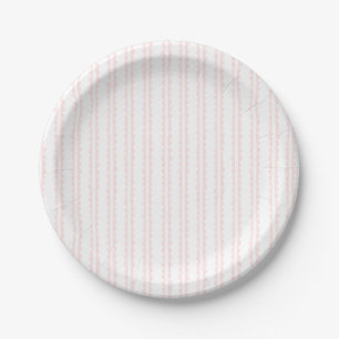 Light Pink Scalloped Stripe Bridal Shower Paper Plate