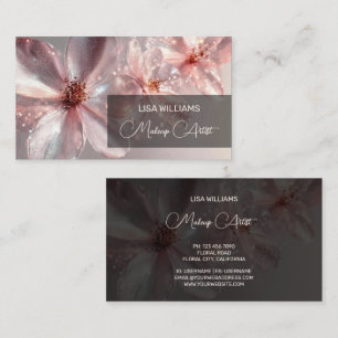 Light Pink Shiny Metallic Flower  Business Card