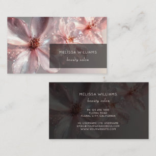 Light Pink Shiny Metallic Flower Business Card