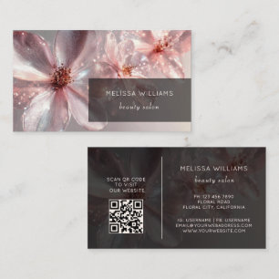 Light Pink Shiny Metallic Flower Business Card