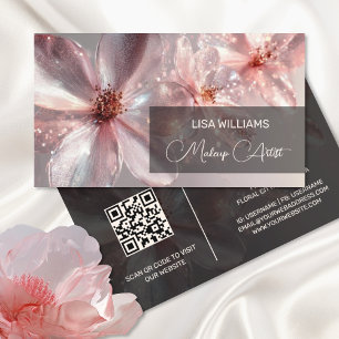 Light Pink Shiny Metallic Flower  Business Card