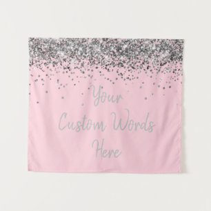 Light Pink Silver Birthday Party Photo Booth Prop Tapestry