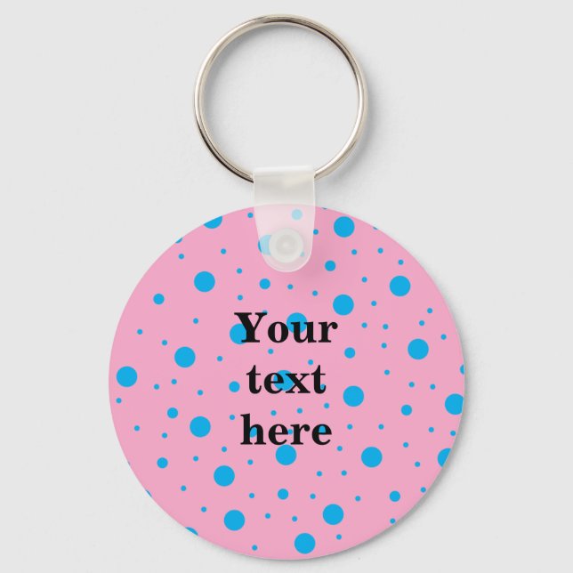 Light pink sky blue tiny and big polka dots keychain (Front)