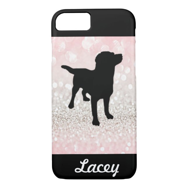 Light Pink Sparkle Dog Personalized Case-Mate iPhone Case (Back)