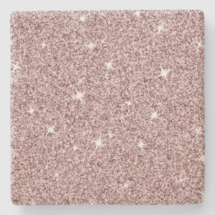 Light Pink Sparkle Star Cute Girly Glitter Pattern Stone Coaster