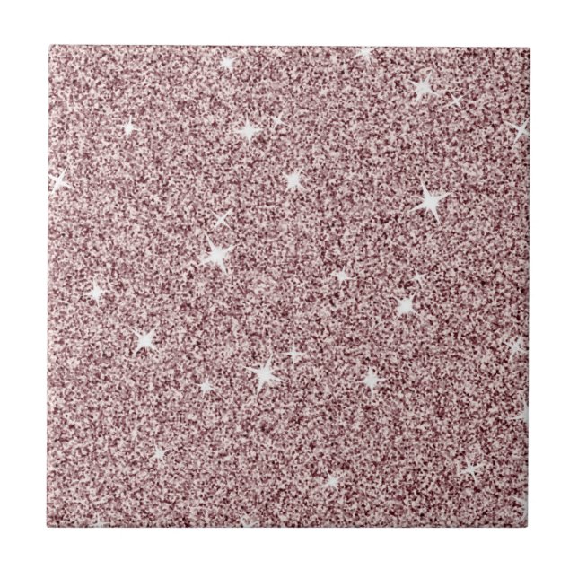Light Pink Sparkle Star Cute Girly Glitter Pattern Tile (Front)