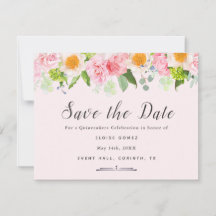 Light Pink Spring Quinceañera Save the Date Card